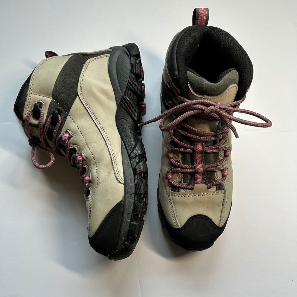 Wolverine Waterproof Hiking Boots Womens 6.5M Tan Grey Pink Leather W10457 EH